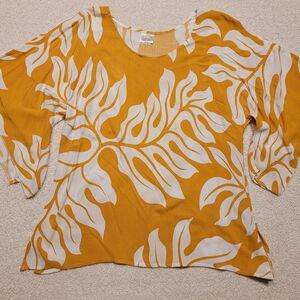 Women's Mustard Leaf Print Top